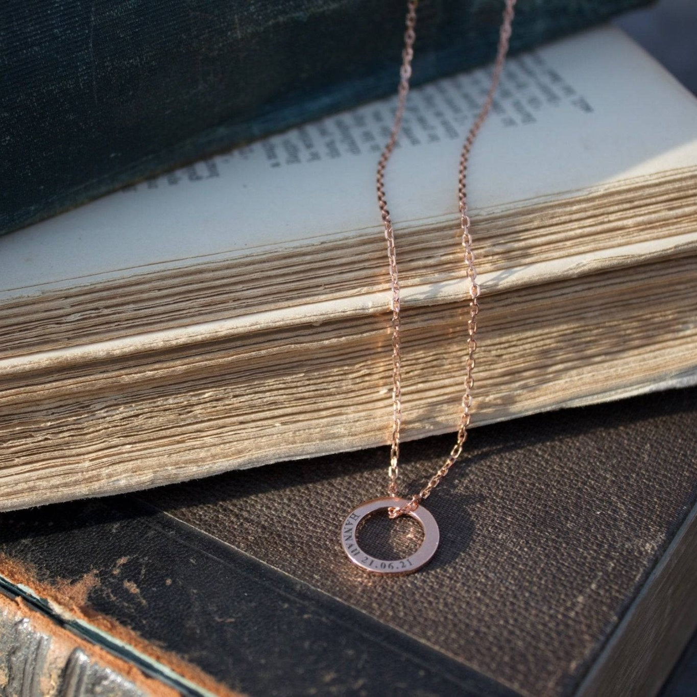 Sterling Silver Personalised Ring Necklace - MYLEE London - 1 Ring Rose Gold