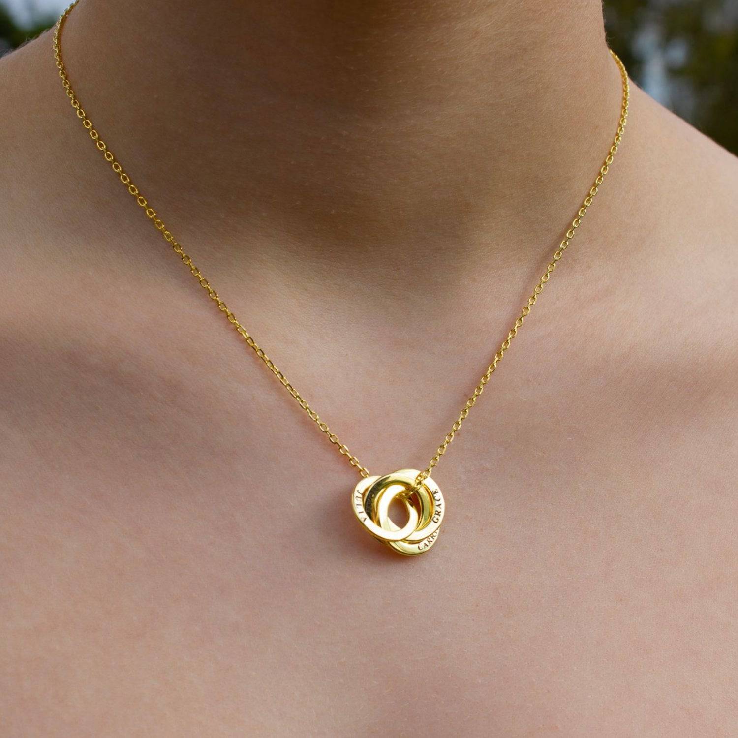 Personalised Three Ring Gold Necklace - MYLEE London