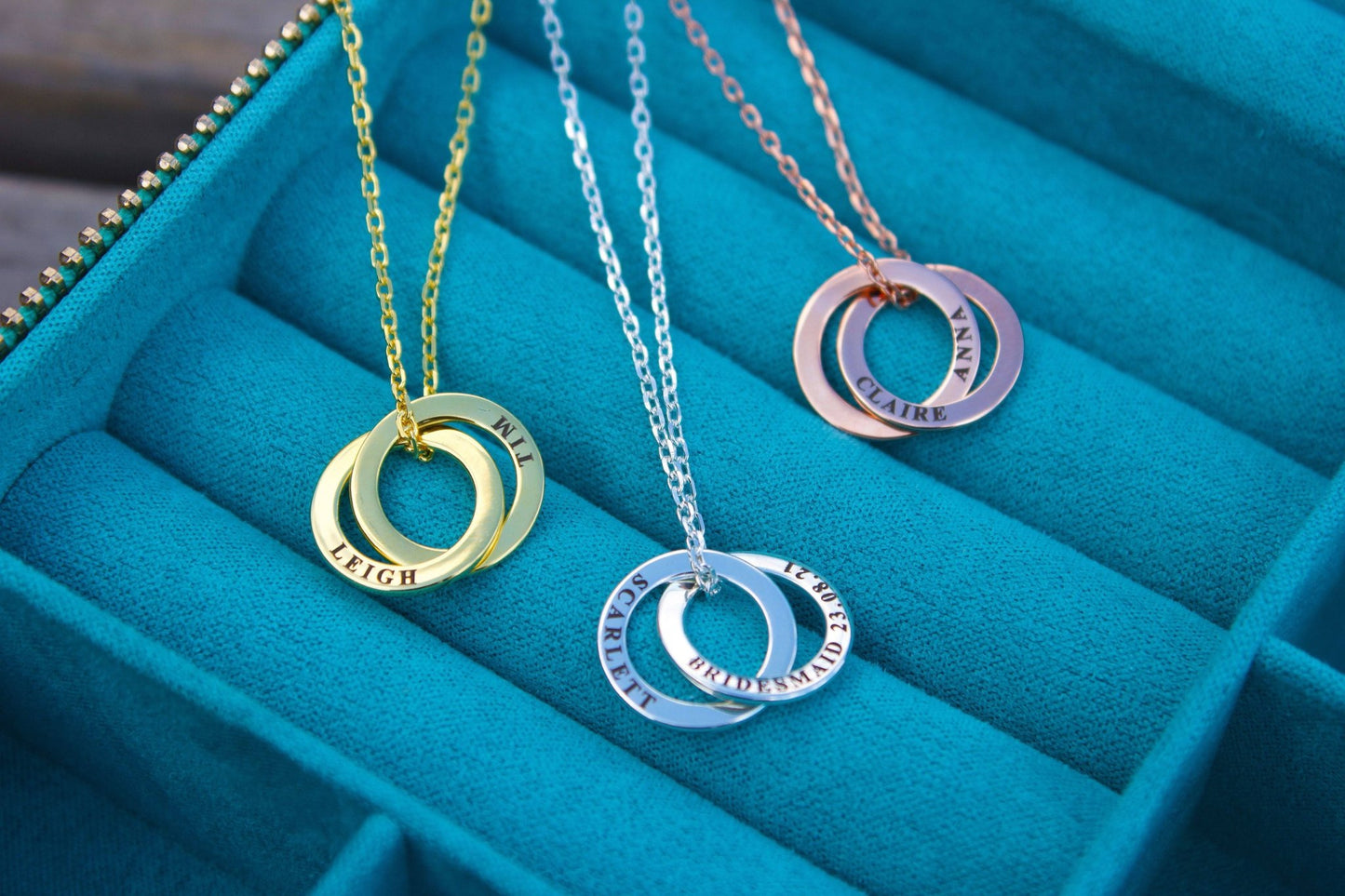 Personalised Two Ring Gold Necklace - MYLEE London