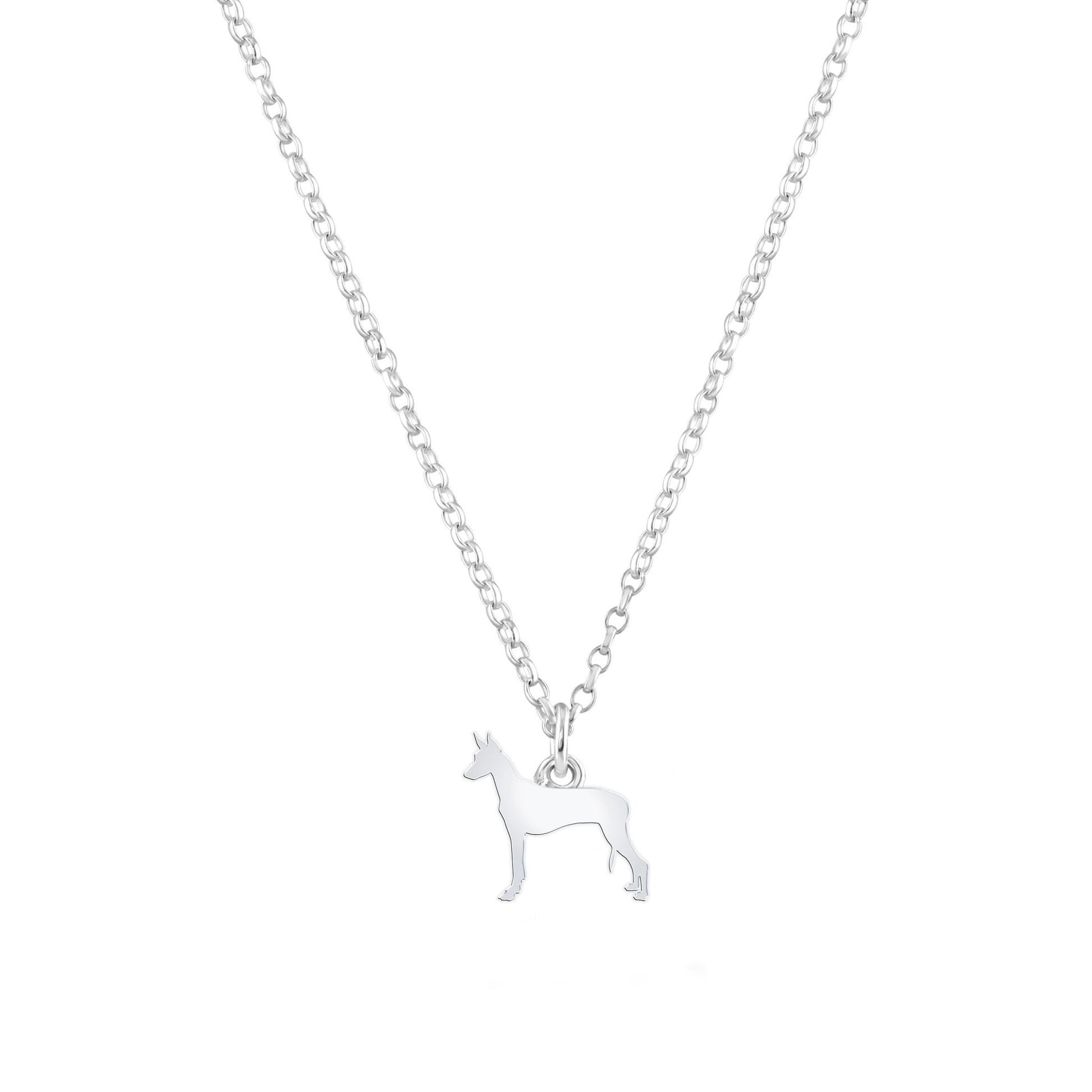 Pharaoh Hound Silhouette Silver Necklace - Personalised - MYLEE London