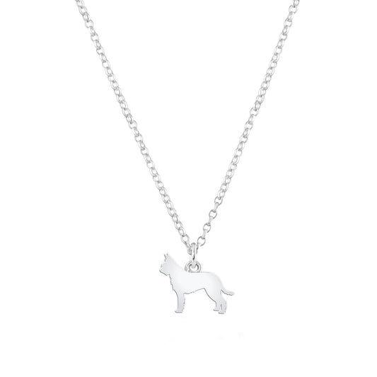 Picardy Sheepdog Silhouette Silver Necklace - Personalised - MYLEE London