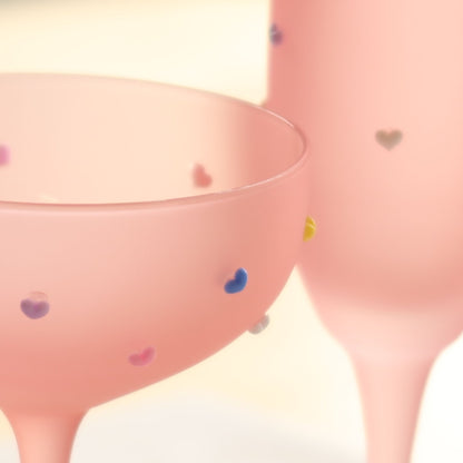 Pink Frosted Multicoloured Heart Glasses - MYLEE London