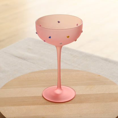 Pink Frosted Multicoloured Heart Glasses - MYLEE London