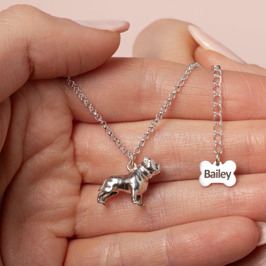 Pitbull Silver Necklace - Personalised - MYLEE London
