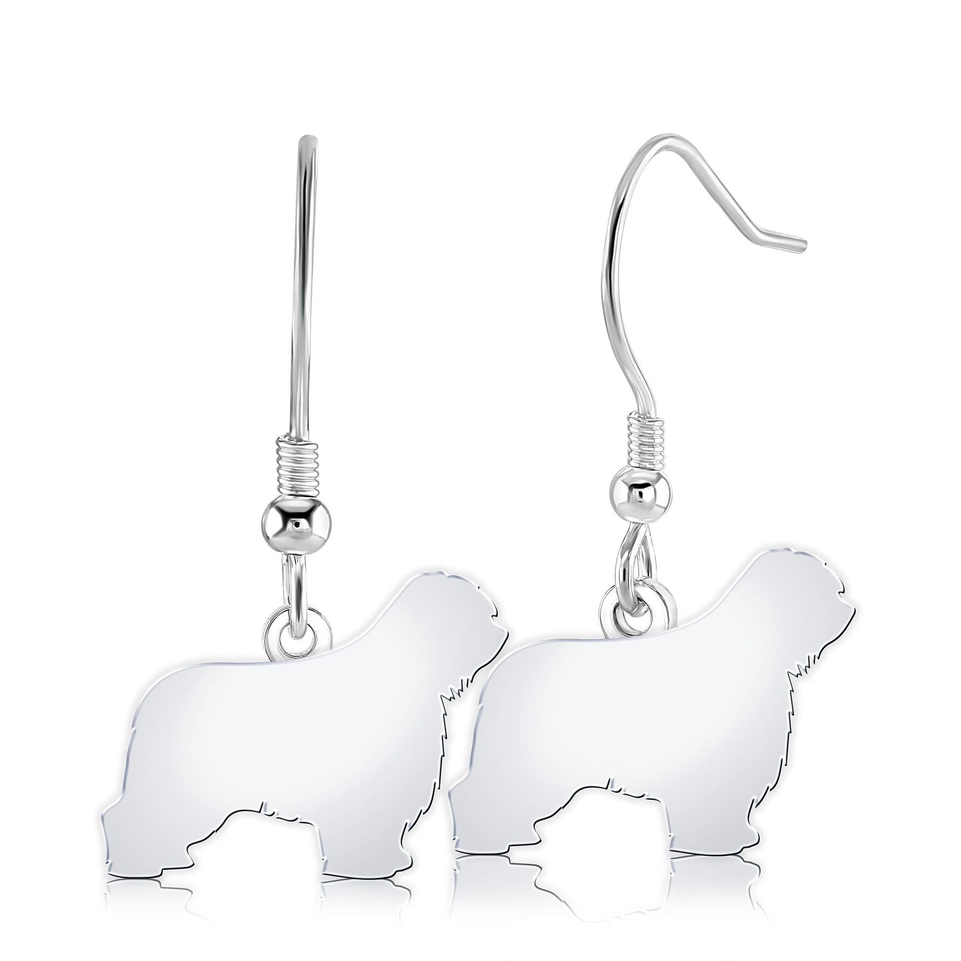 Polish Lowland Sheepdog Silhouette Silver Earrings - MYLEE London