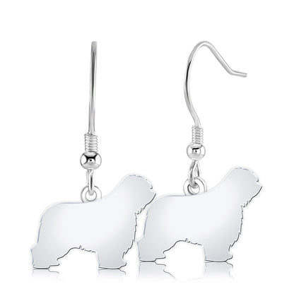 Polish Lowland Sheepdog Silhouette Silver Earrings - MYLEE London
