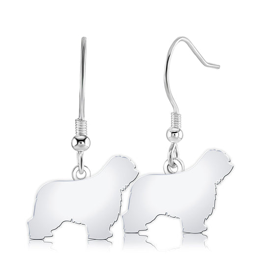 Polish Lowland Sheepdog Silhouette Silver Earrings - MYLEE London