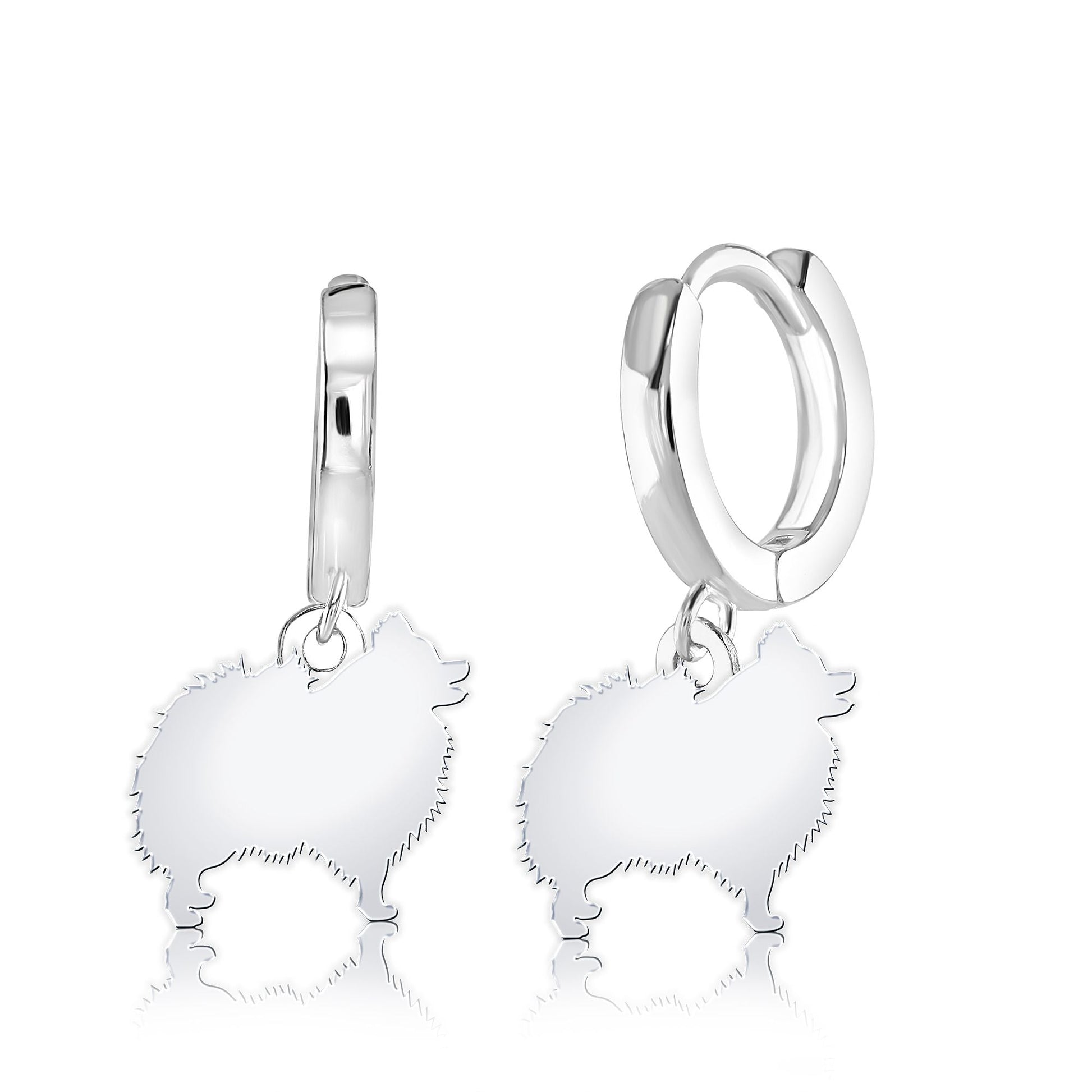 Pomeranian Silhouette Silver Earrings - MYLEE London