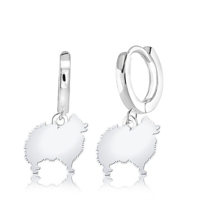 Pomeranian Silhouette Silver Earrings - MYLEE London