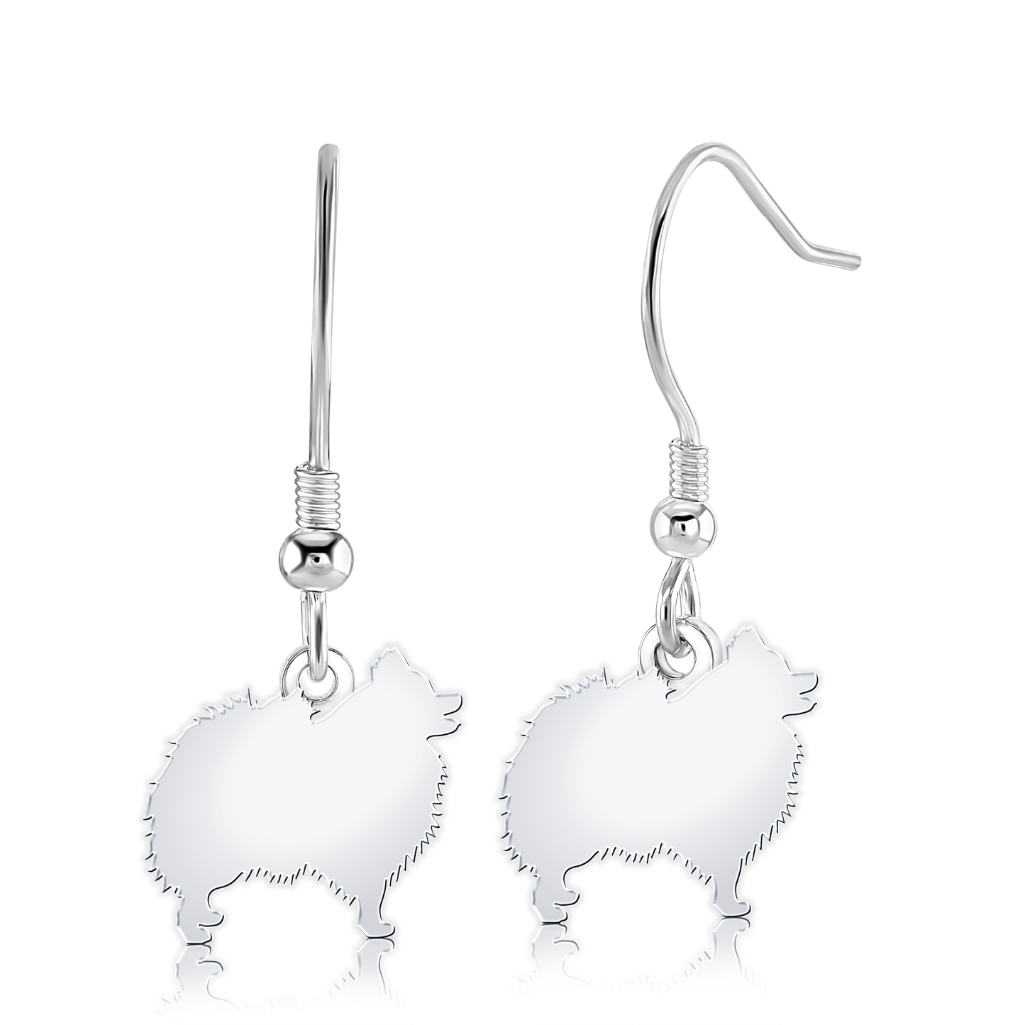 Pomeranian Silhouette Silver Earrings - MYLEE London