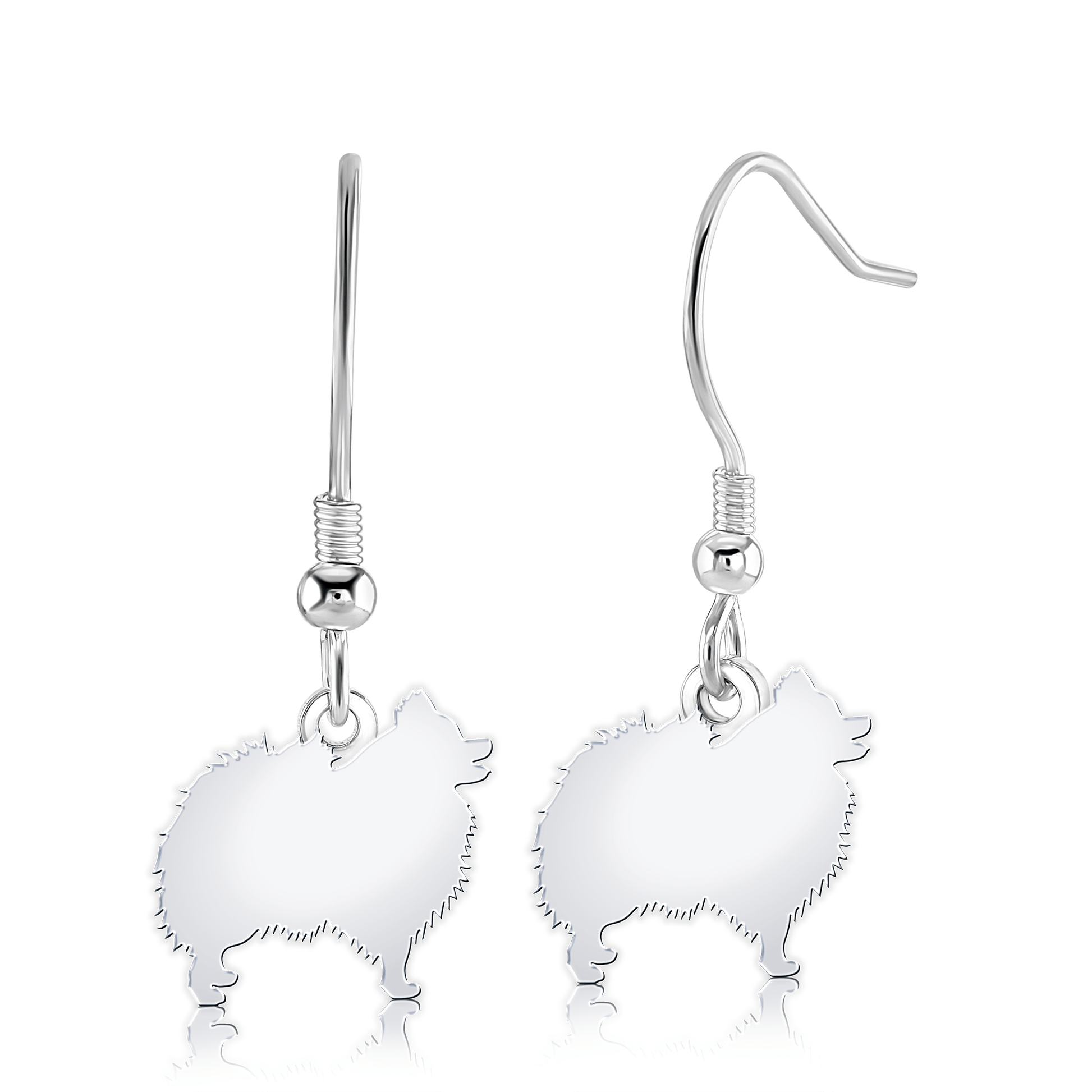 Pomeranian Silhouette Silver Earrings - MYLEE London