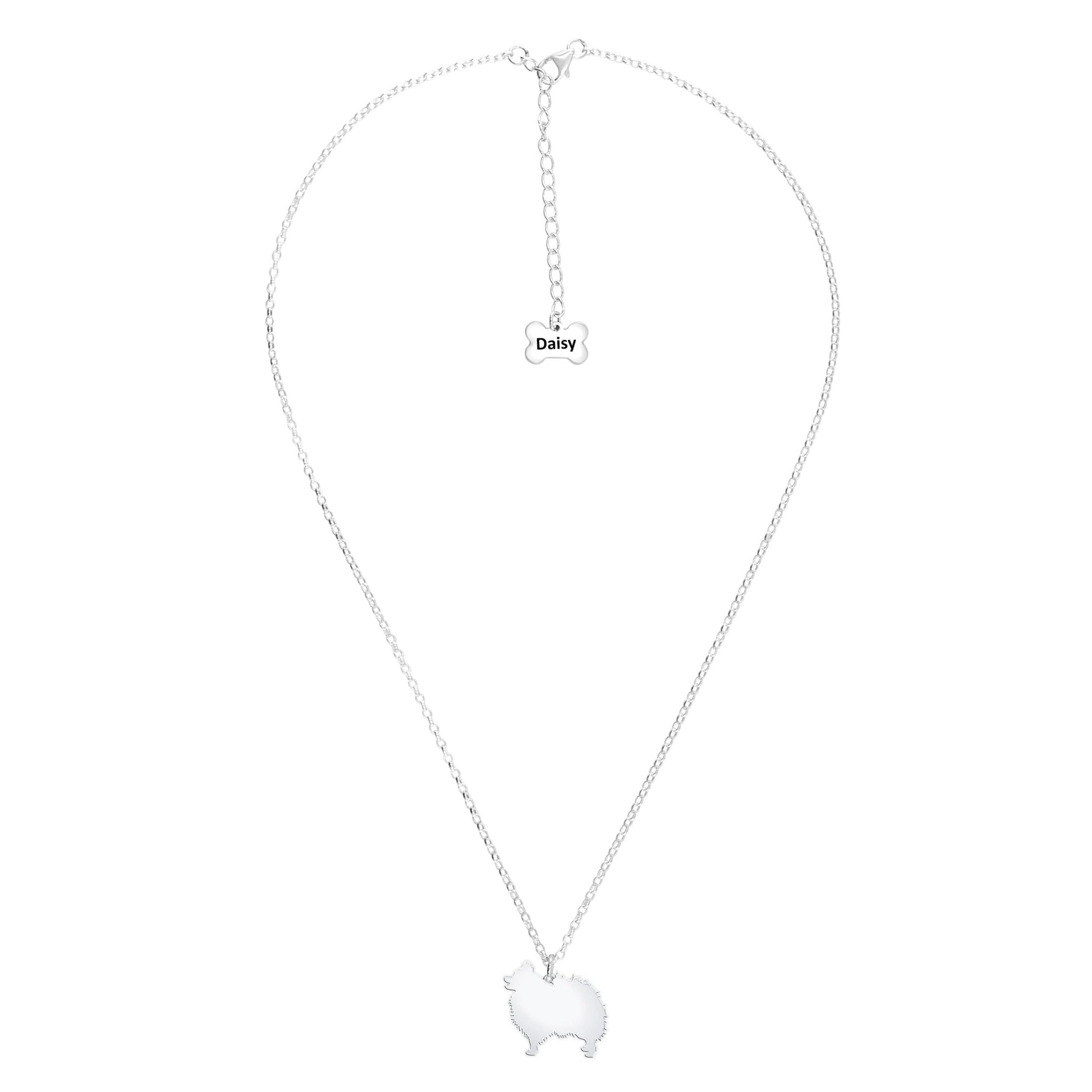 Pomeranian Silhouette Silver Necklace - Personalised - MYLEE London