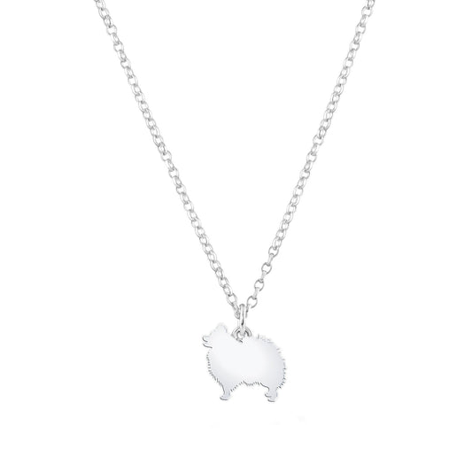 Pomeranian Silhouette Silver Necklace - Personalised - MYLEE London