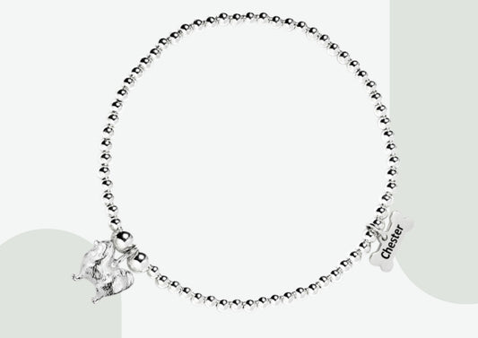 Pomeranian Silver Ball Bead Bracelet - Personalised - MYLEE London