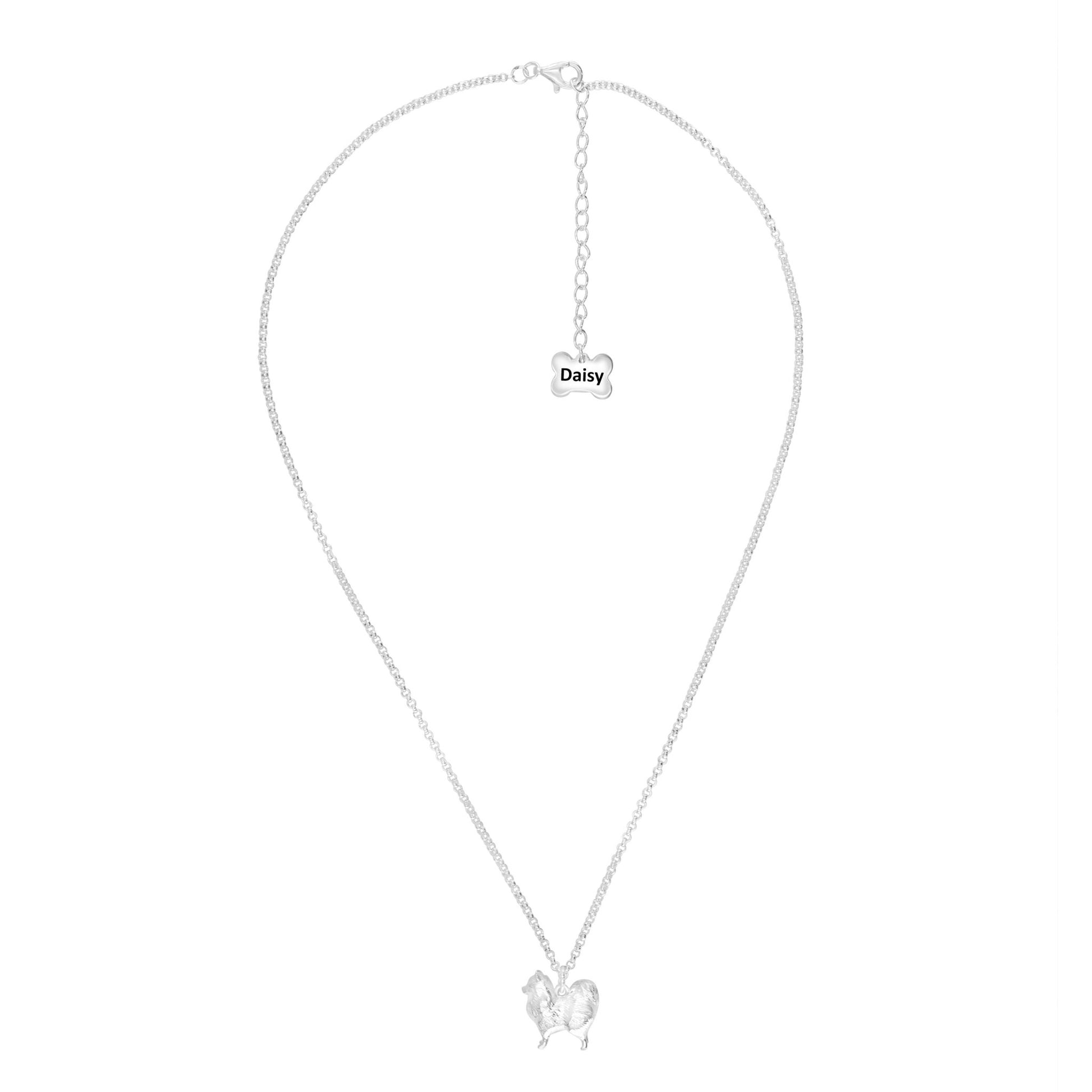 Pomeranian Silver Necklace - Personalised - MYLEE London
