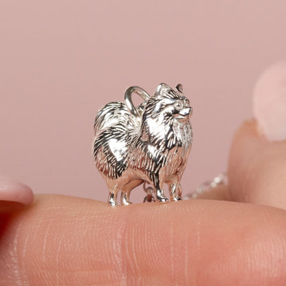 Pomeranian Silver Necklace - Personalised - MYLEE London