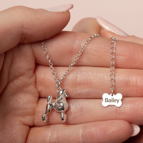 Poodle Silver Necklace - Personalised - MYLEE London