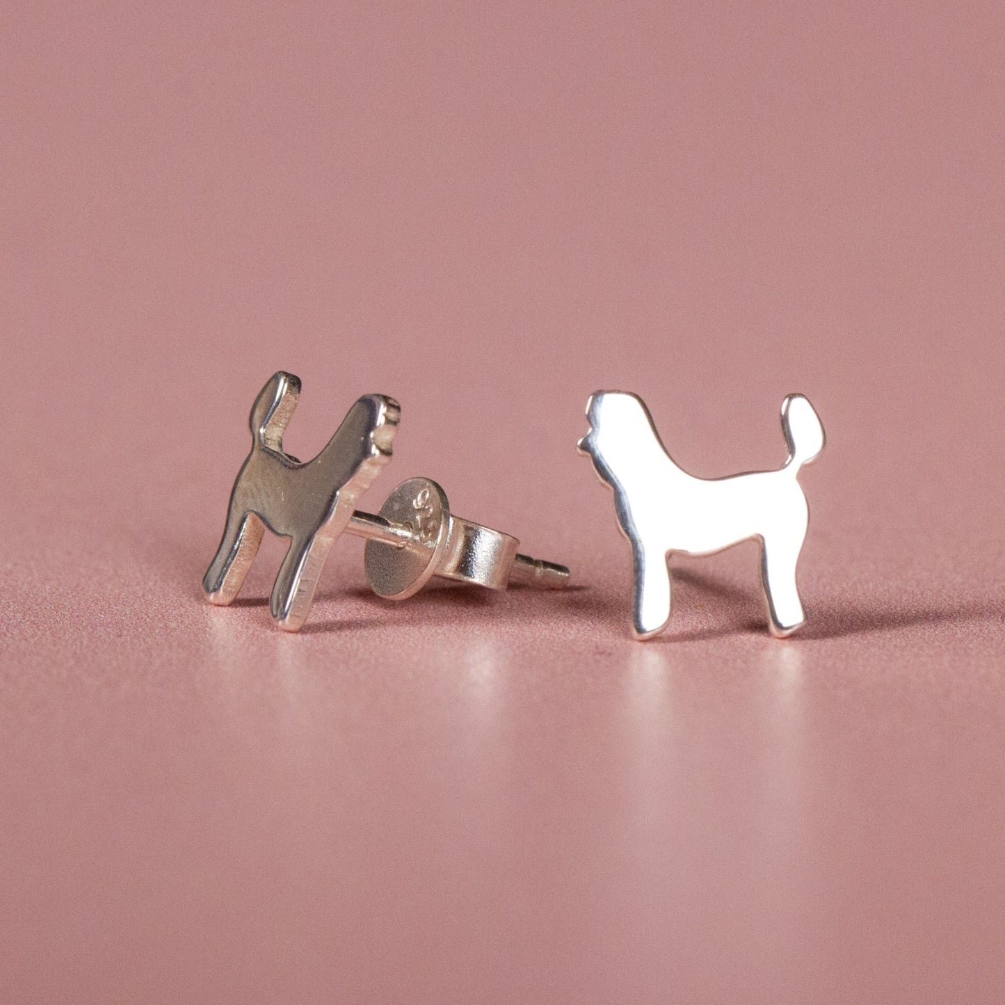 Poodle Silver Stud Earrings - MYLEE London