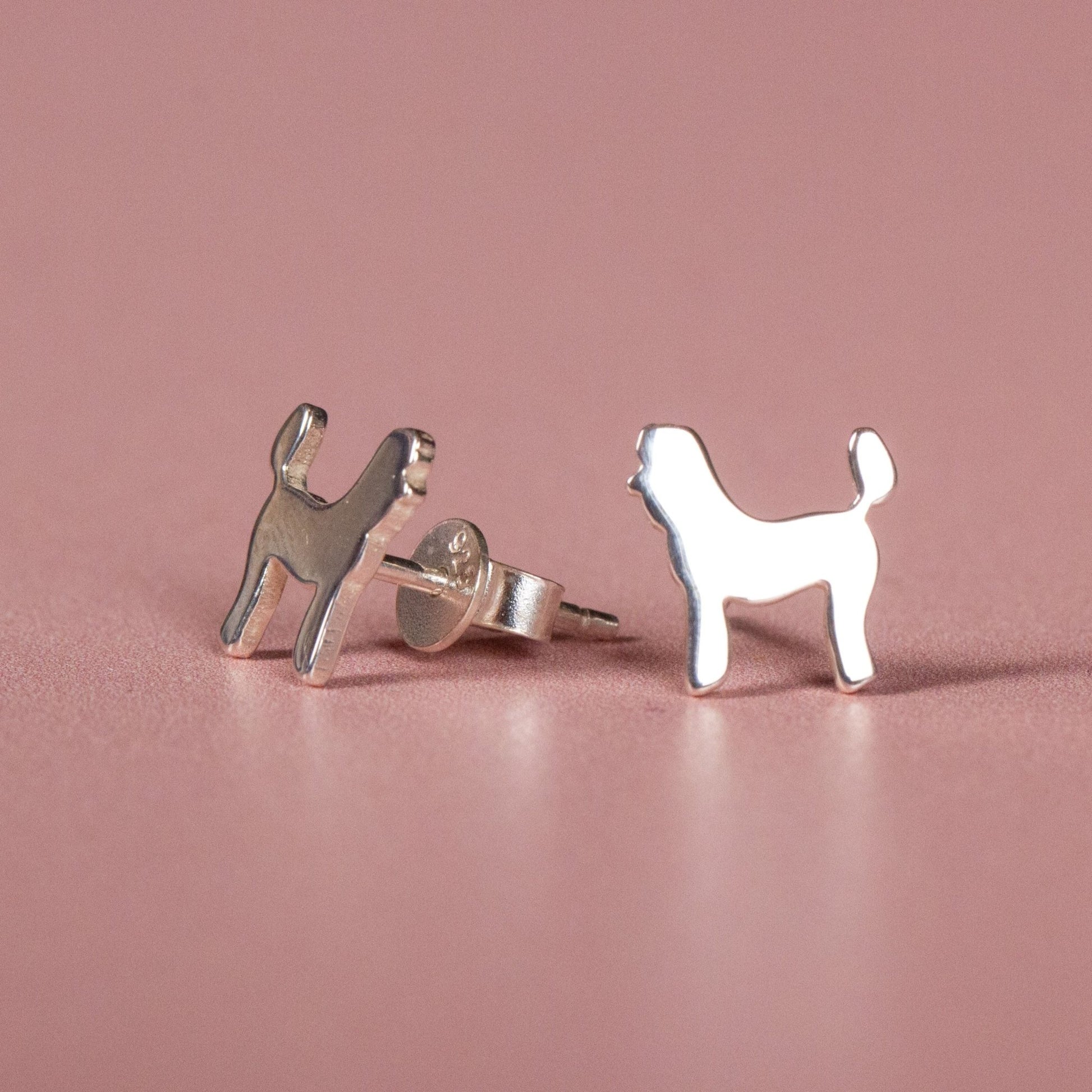 Poodle Silver Stud Earrings - MYLEE London