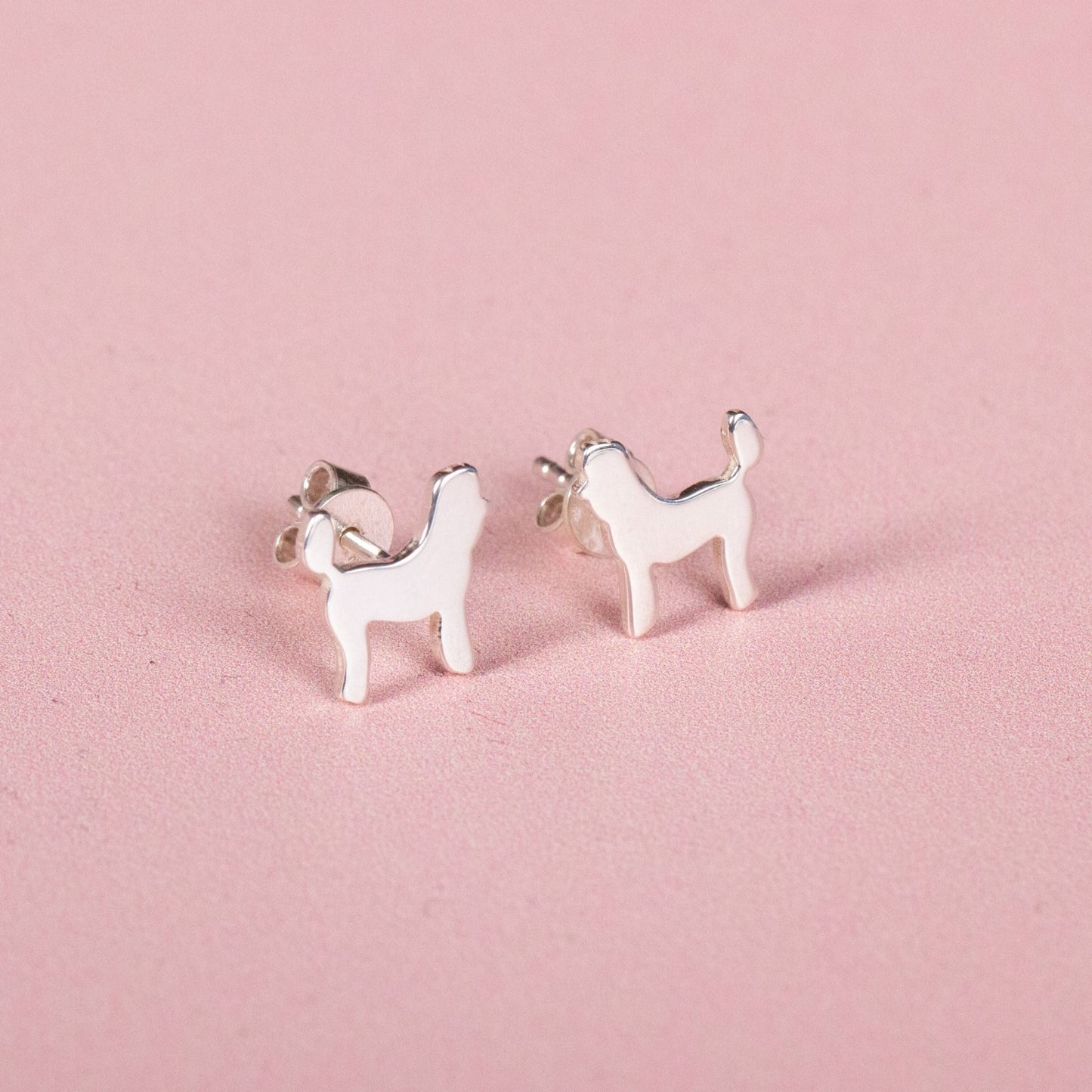 Poodle Silver Stud Earrings - MYLEE London