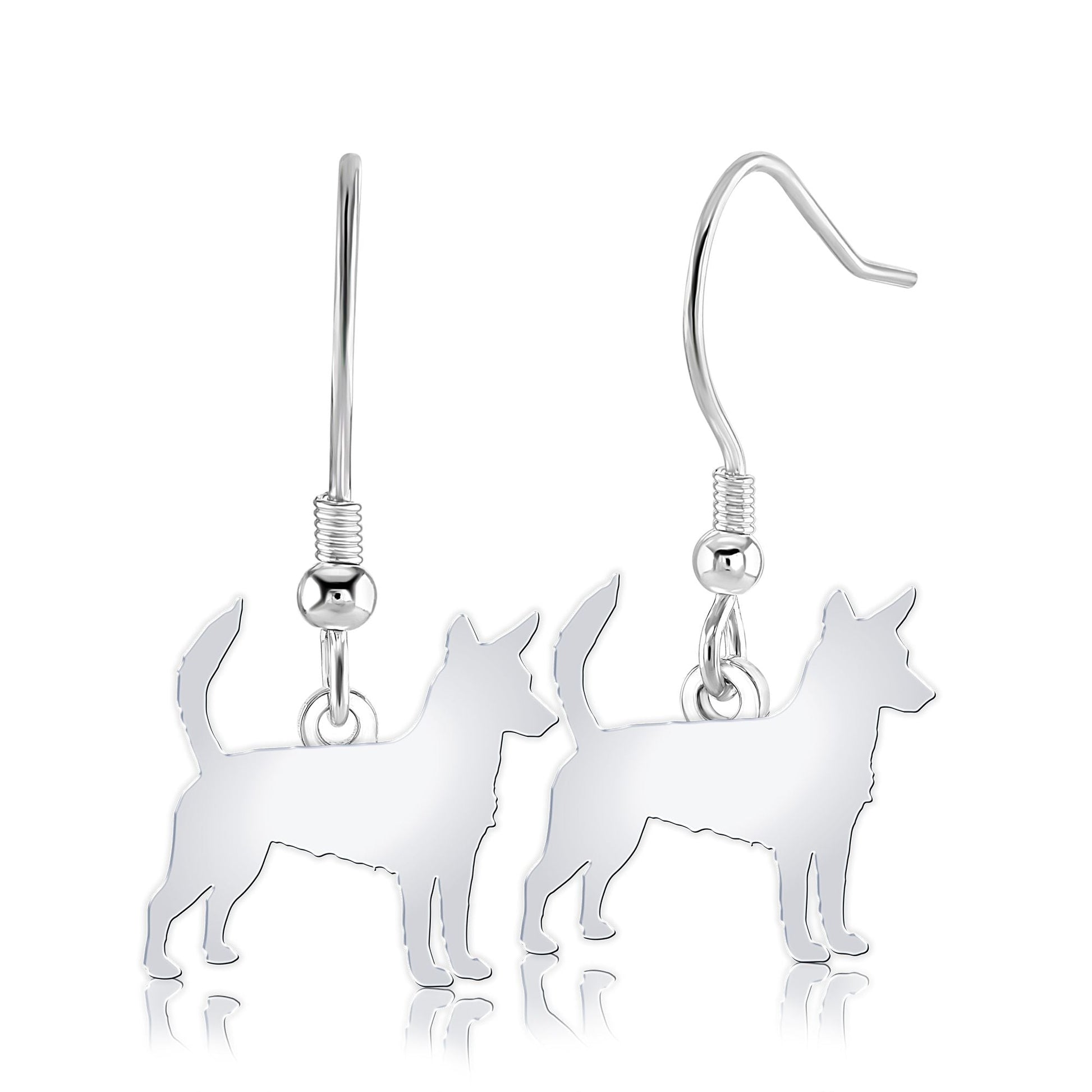 Portuguese Podengo Silhouette Silver Earrings - MYLEE London