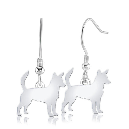 Portuguese Podengo Silhouette Silver Earrings - MYLEE London