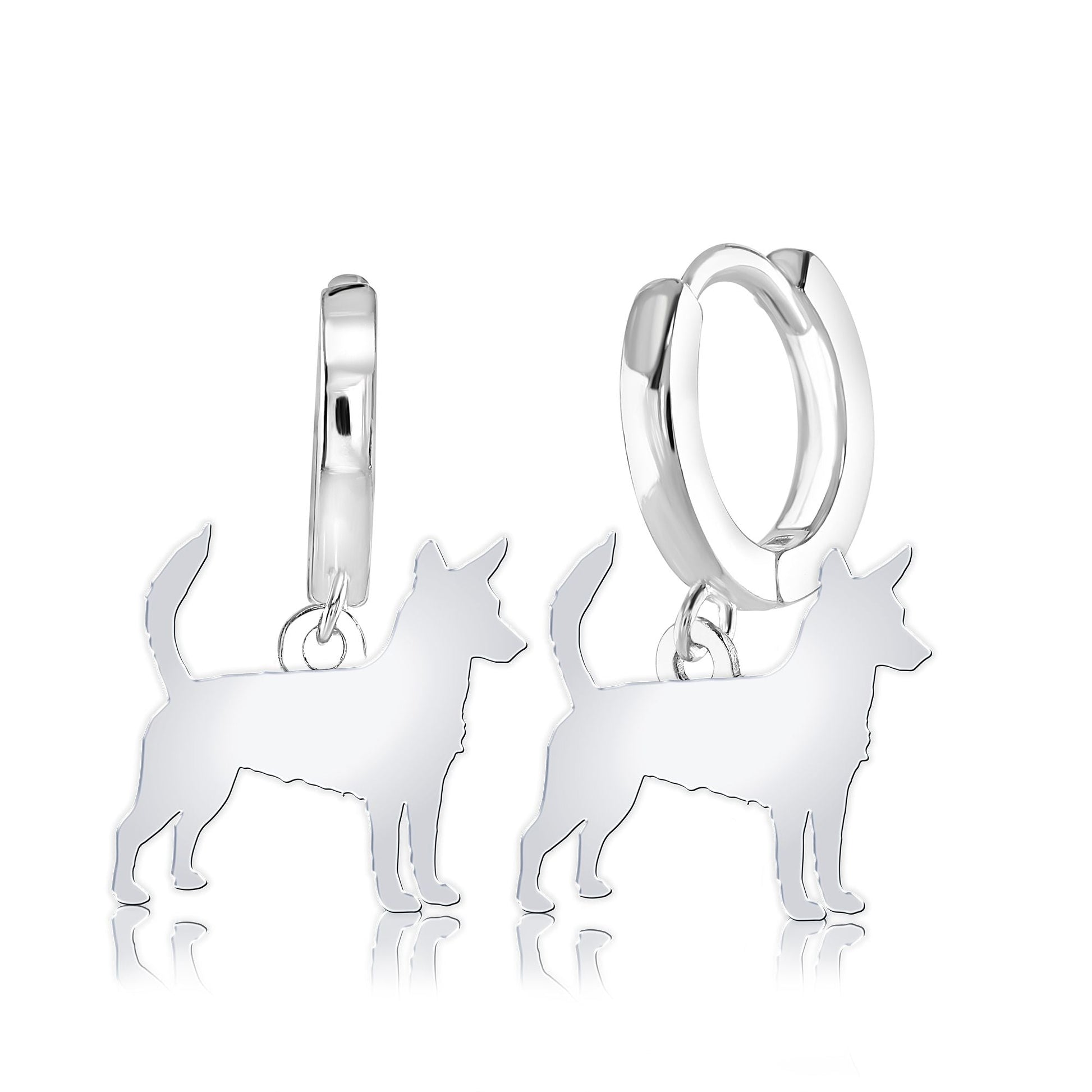 Portuguese Podengo Silhouette Silver Earrings - MYLEE London