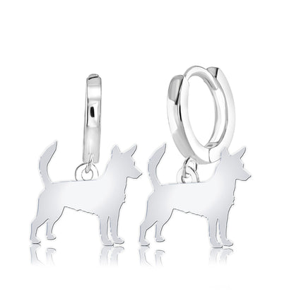 Portuguese Podengo Silhouette Silver Earrings - MYLEE London