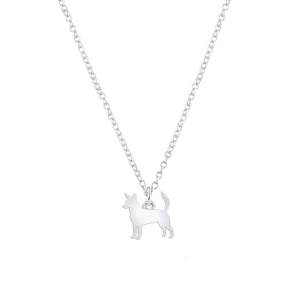 Portuguese Podengo Silhouette Silver Necklace - Personalised - MYLEE London