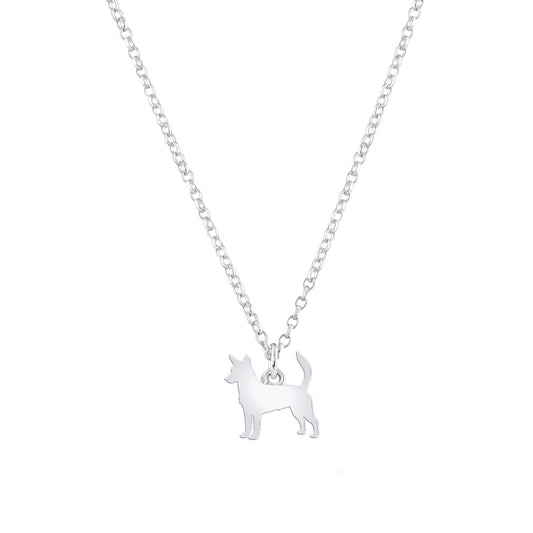 Portuguese Podengo Silhouette Silver Necklace - Personalised - MYLEE London