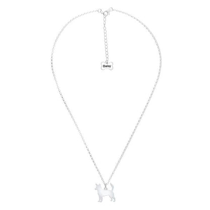 Portuguese Podengo Silhouette Silver Necklace - Personalised - MYLEE London