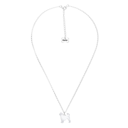 Portuguese Water Dog Silhouette Silver Necklace - Personalised - MYLEE London
