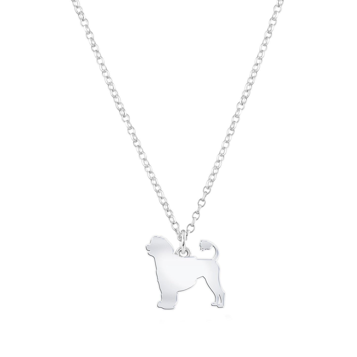 Portuguese Water Dog Silhouette Silver Necklace - Personalised - MYLEE London