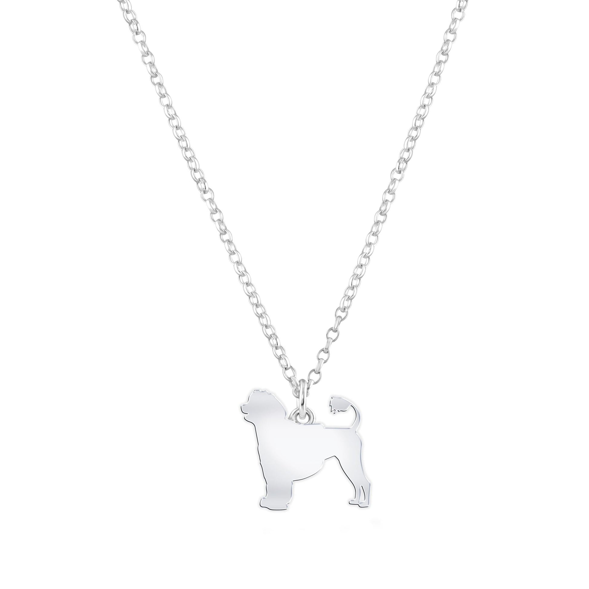 Portuguese Water Dog Silhouette Silver Necklace - Personalised - MYLEE London