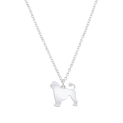 Portuguese Water Dog Silhouette Silver Necklace - Personalised - MYLEE London