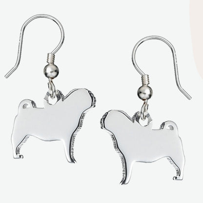 Pug Silhouette Silver Earrings - MYLEE London