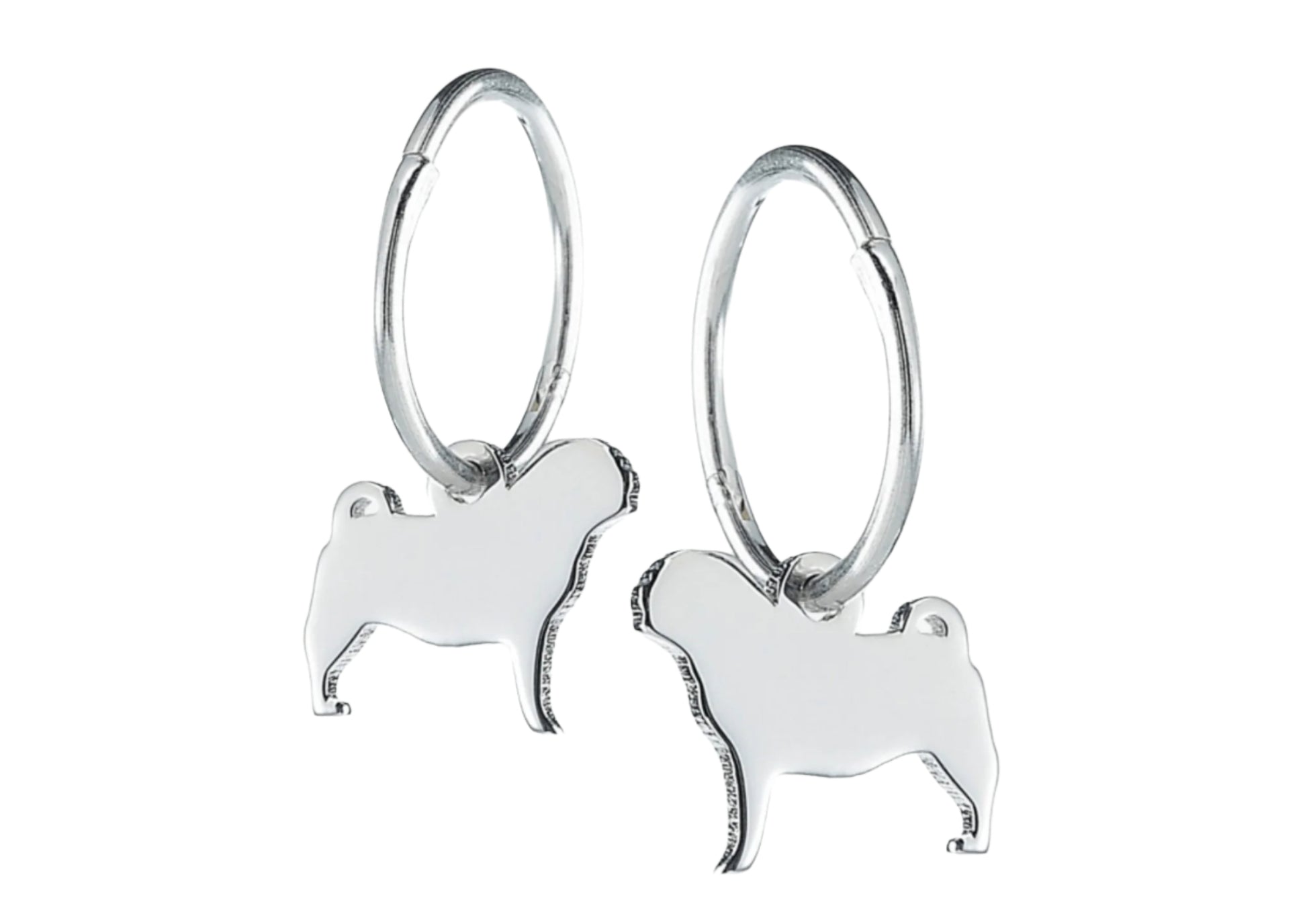 Pug Silhouette Silver Earrings - MYLEE London