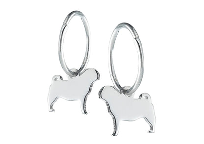 Pug Silhouette Silver Earrings - MYLEE London