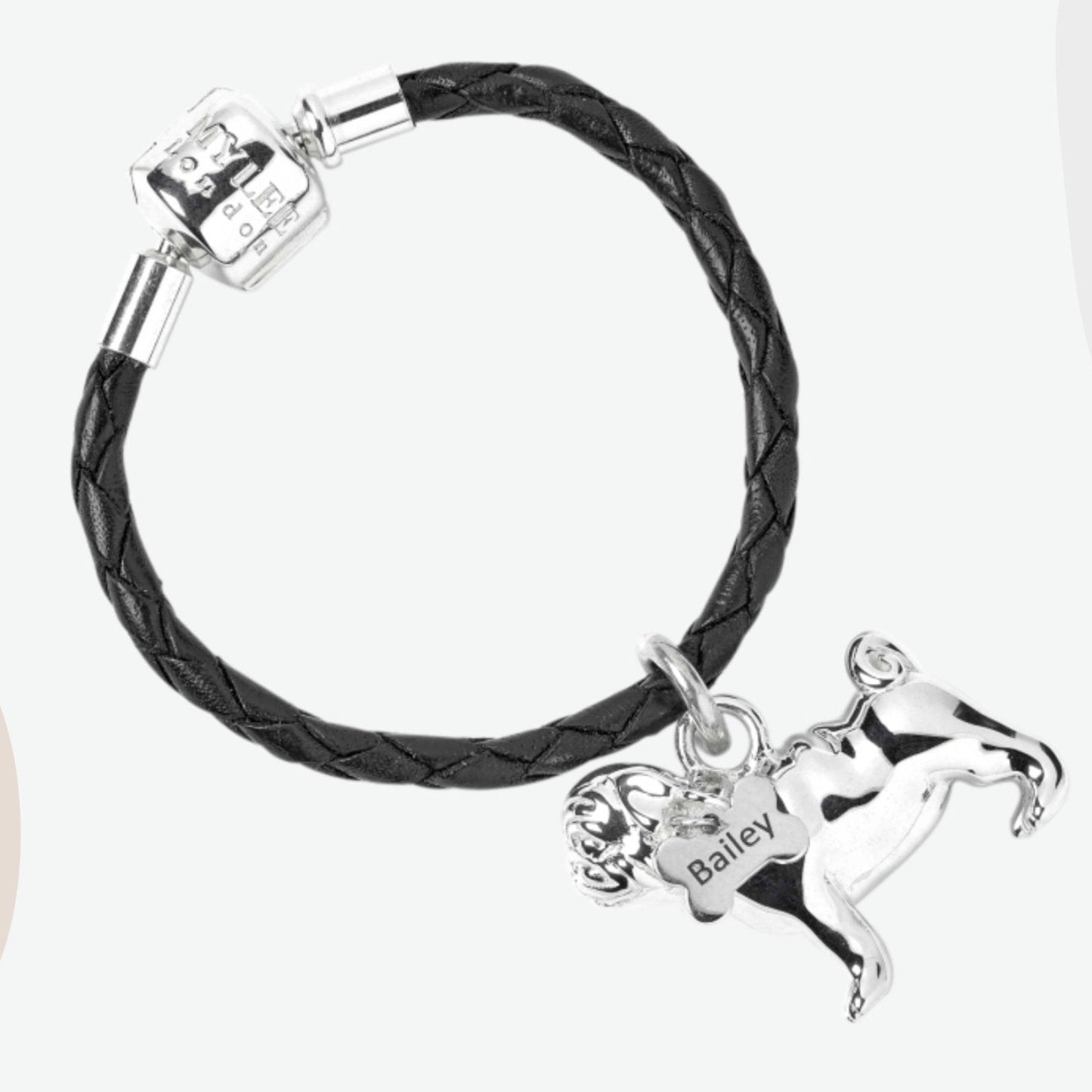 Pug Silver Keyring - Personalised - MYLEE London