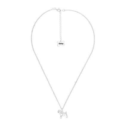 Pug Silver Necklace - Personalised - MYLEE London