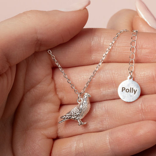 Racing Pigeon Silver Necklace - Personalised - MYLEE London