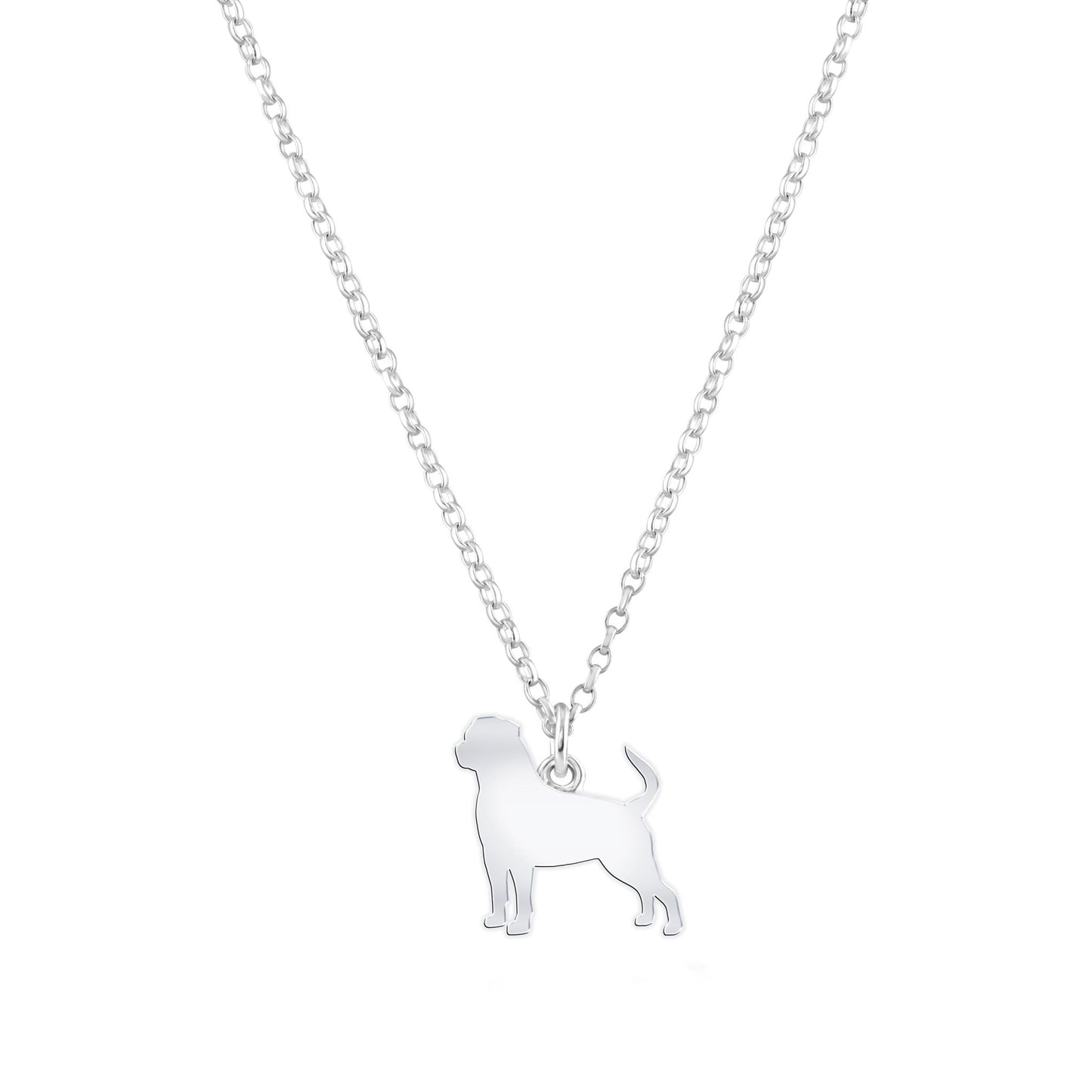 Rottweiler Silhouette Silver Necklace - Personalised - MYLEE London