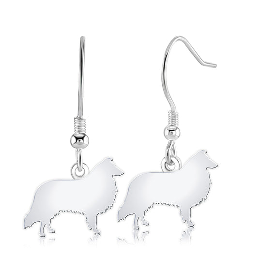 Rough Collie Silhouette Silver Earrings - MYLEE London