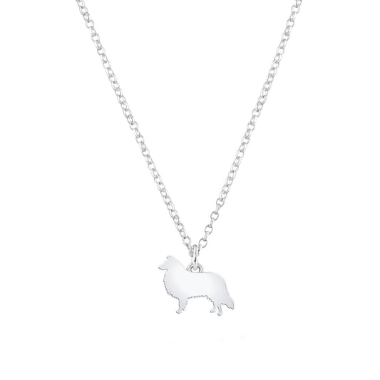 Rough Collie Silhouette Silver Necklace - Personalised - MYLEE London