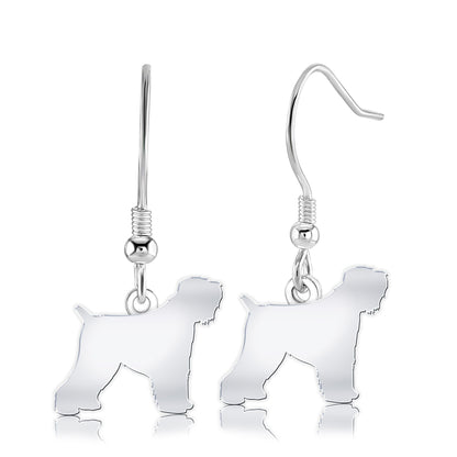 Russian Black Terrier Silhouette Silver Earrings - MYLEE London