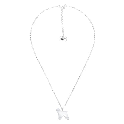 Russian Black Terrier Silhouette Silver Necklace - Personalised - MYLEE London