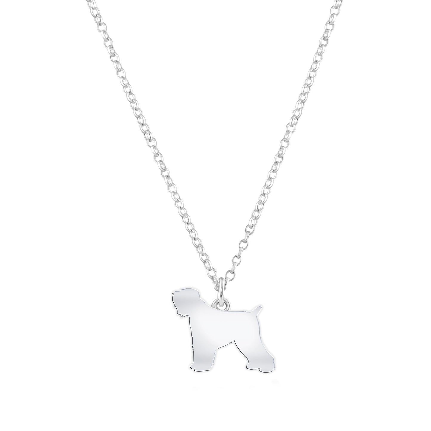 Russian Black Terrier Silhouette Silver Necklace - Personalised - MYLEE London
