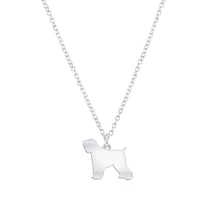 Russian Black Terrier Silhouette Silver Necklace - Personalised - MYLEE London