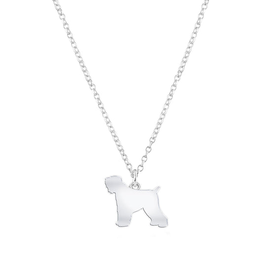 Russian Black Terrier Silhouette Silver Necklace - Personalised - MYLEE London