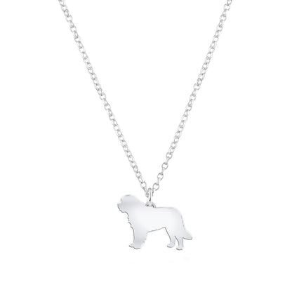 Saint Bernard Silhouette Silver Necklace - Personalised - MYLEE London
